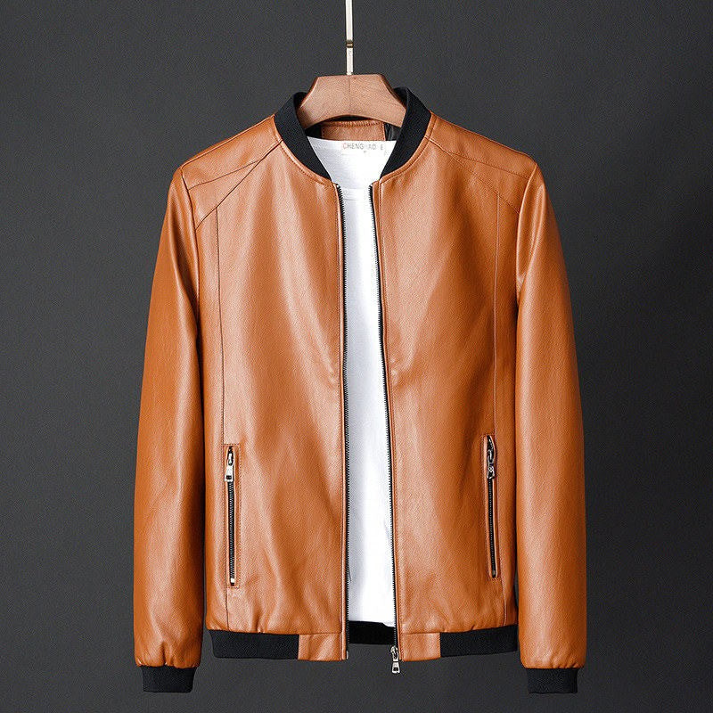Men's Leather Jacket Bomber Motorcycle Jacket Men Fashion Causal Solid Moto Biker PU Baseball Leather Outerwear Plus Size 7Xl
