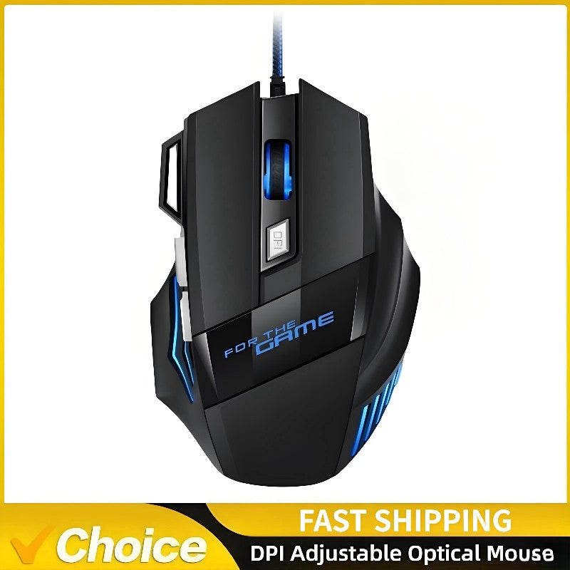 Mouse Gamer USB com Fio G6 7 Botões 5500DPI Ajustável Óptico Ergonômico E-sports para Laptop PC Xiaomi HUAWEI Samsung Pad
