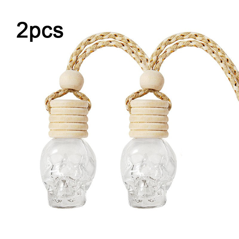 Car Skull Perfume Bottle Ornament Aromatherapy Essential Oil Bottle Hanging Auto Air Freshener Decoration Interior for Home