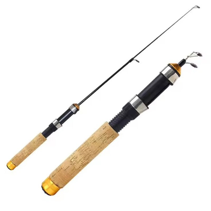 Vara de pesca de camarão mini 60cm, vara telescópica de carbono para pesca no gelo