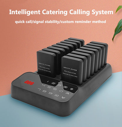 Wireless Restaurant Pagers Calling System 16 Coasters Buzzer Vibrator Bell Receivers For Food Truck Bar Coffee Fast Food Hotel