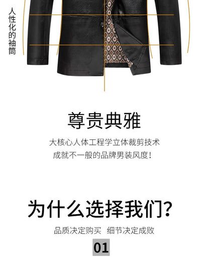 2025 Men's Soft PU Leather Jackets Business Office Coats Breathable Solid Male Faux Leather Jackets Warm Outerwear Plus Size 7XL