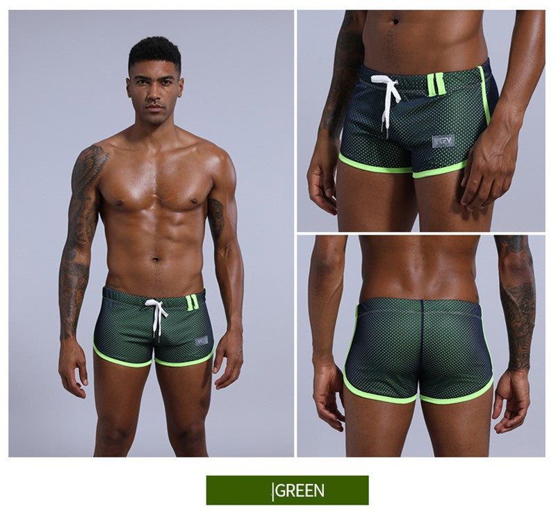 Brand Designer Men's Mesh Beathable Home Flat Pants Boxer Underwear Aro pants Breathable Pure Loose Fitting Underpants For Male