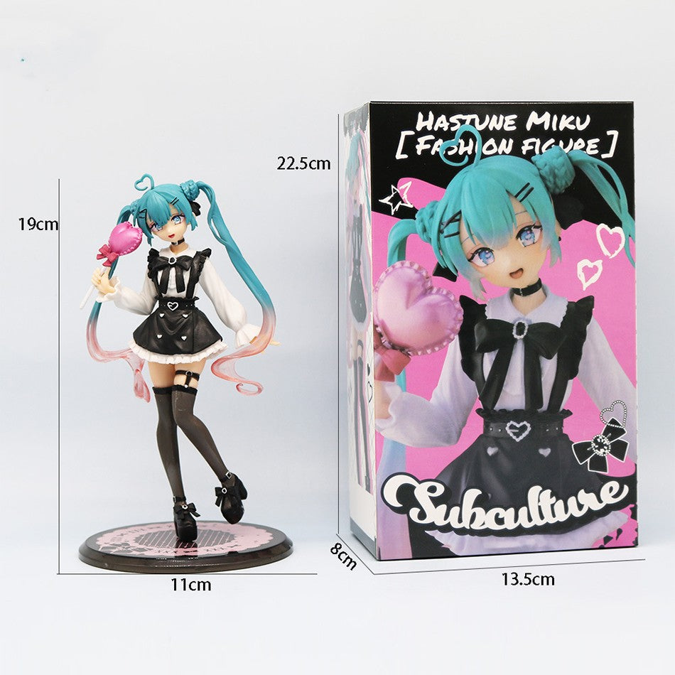 Animação Anime Linda Garota Hatsune Miku Artesanal Diabo Hatsune Miku Orelha de Gato Hatsune Miku Fofa Artesanal Modelo de PVC Decorações