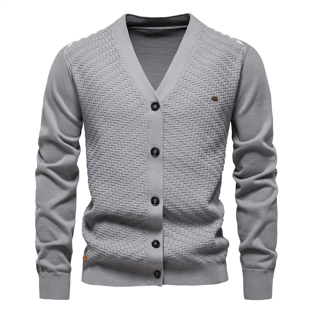 AIOPESON Mens New V Neck Button up Cotton Cardigan Sweaters Casual Social Knit Sweater Cardigans for Men