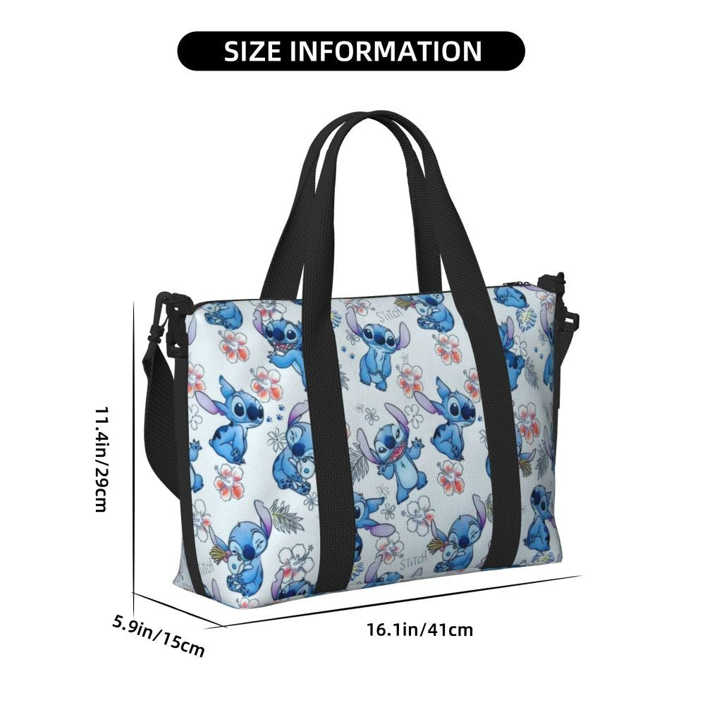 Custom Large SLilo And Stitch Cartoon Tote Bag Women Anime Shopping Shoulder Beach Gym Travel Bag