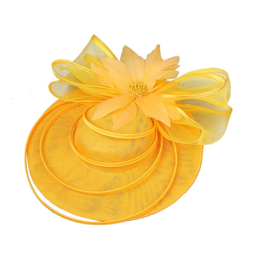 Chapéus Fascinators Femininos Multimodais com Laço de Flor Imitação Chapéu Noiva Derby Pillbox Casamento Acessórios de Cabelo