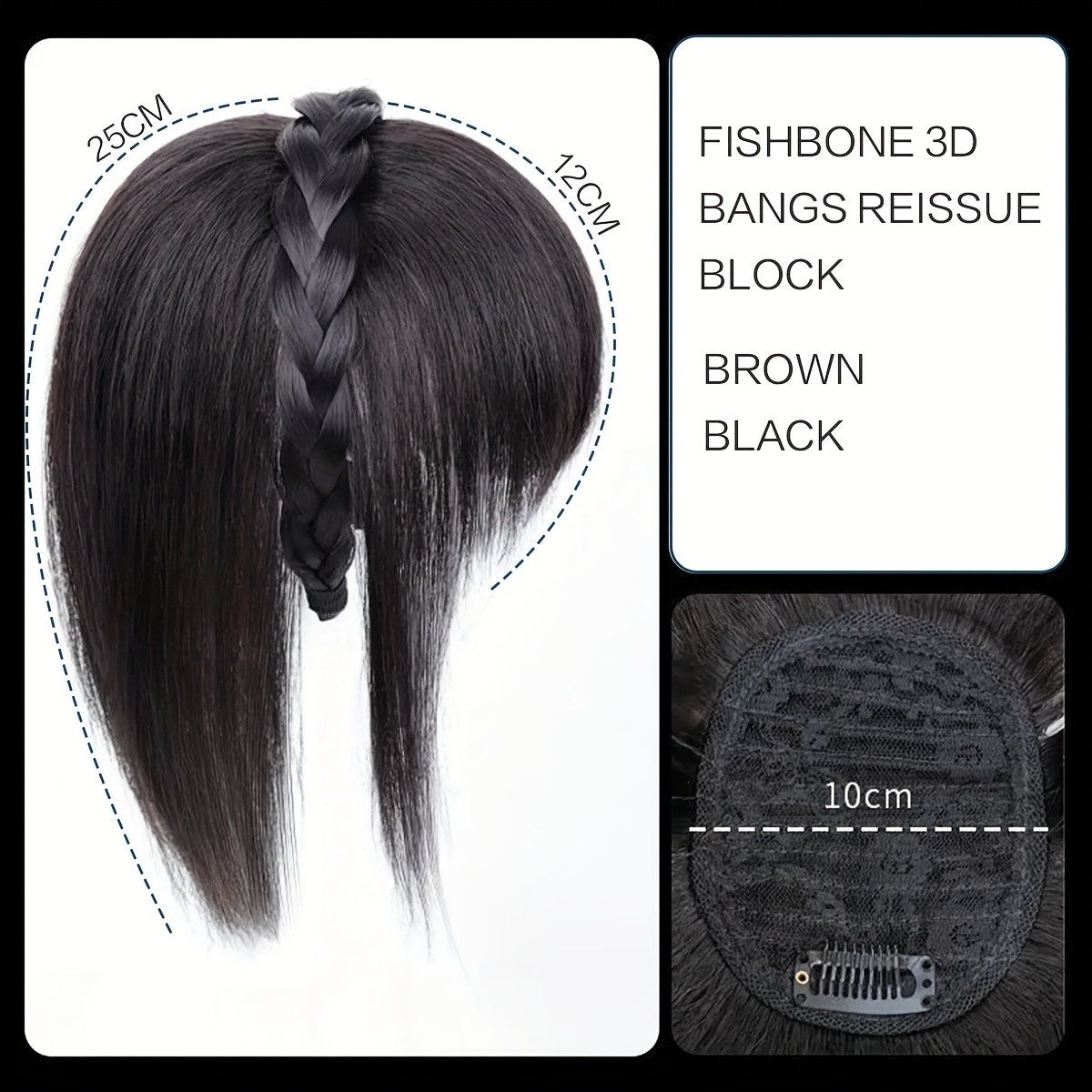 Topper de Cabelo Sintético com Tiara Franja Franja 3D Cabelo Sintético Clip em Extensões de Cabelo para Uso Diário Acessórios de Cabelo