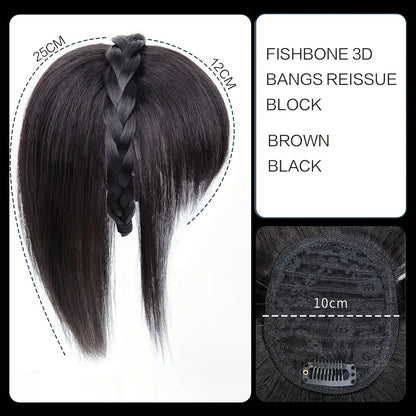 Topper de Cabelo Sintético com Tiara Franja Franja 3D Cabelo Sintético Clip em Extensões de Cabelo para Uso Diário Acessórios de Cabelo