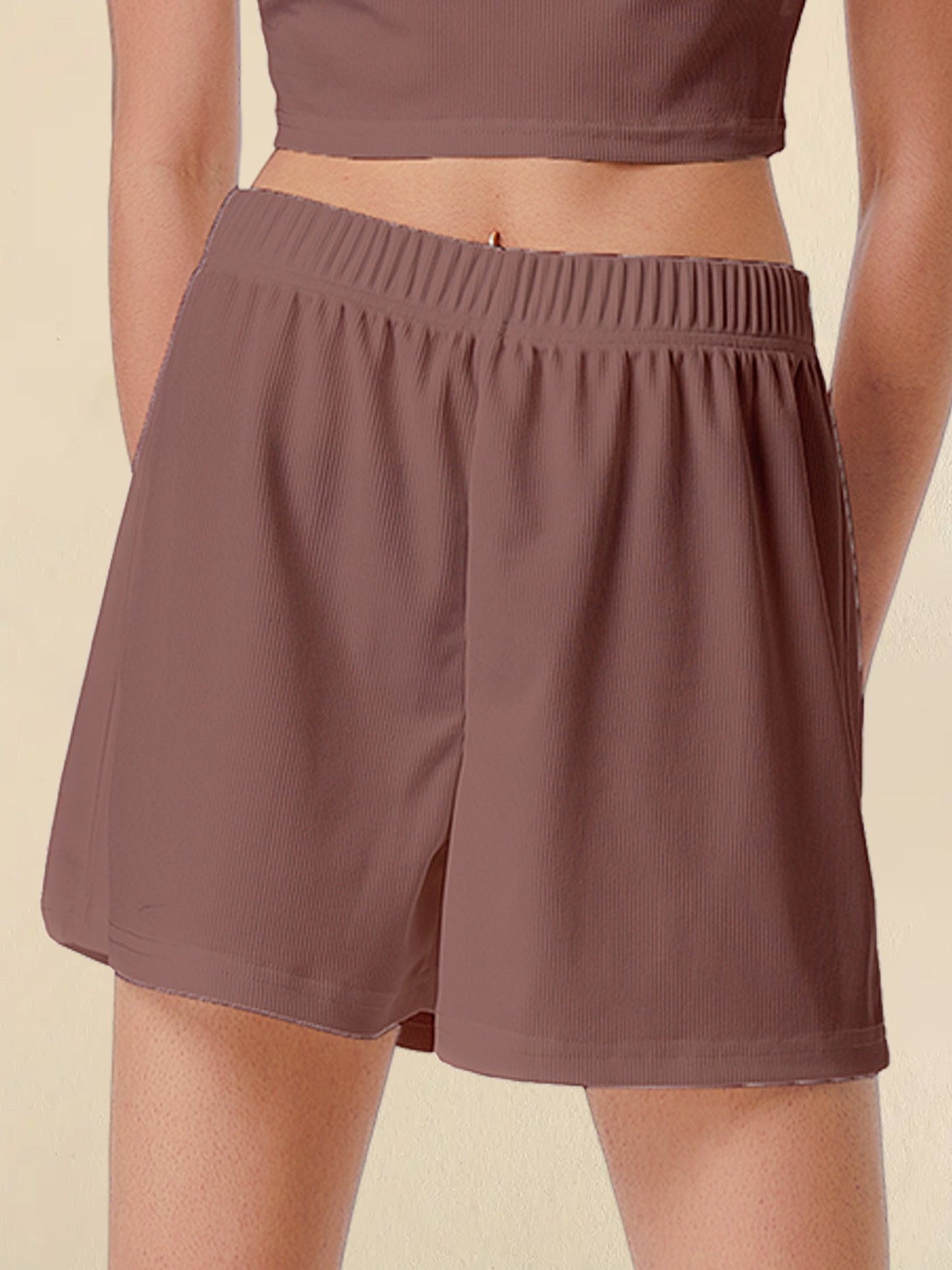 Casual Shorts Women 2024 New Summer Simple Comfortable Elastic Waist Cool Breathable Solid Color Casual Sports Five Quarter Pant