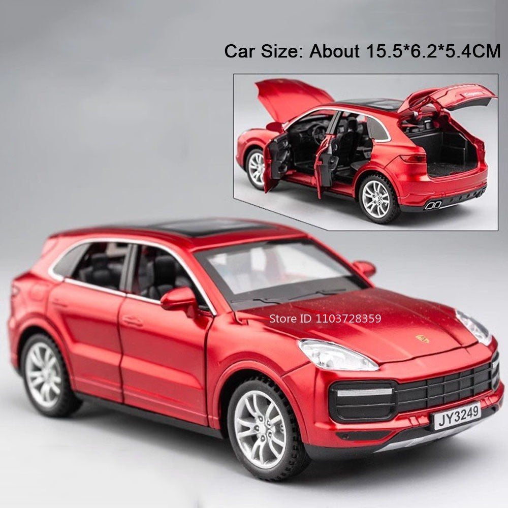 1:32 Cayenne Panamera Carros em Miniatura Liga Fundida Som Luz Portas Abertas Veículos de Fricção para Crianças Presentes