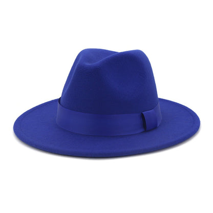 HOAREE Purple Wool Felt Jazz Fedora Hats Men Women Wide Brim Sombrero British Style Trilby Formal Panama Cap Solid Dress Hat