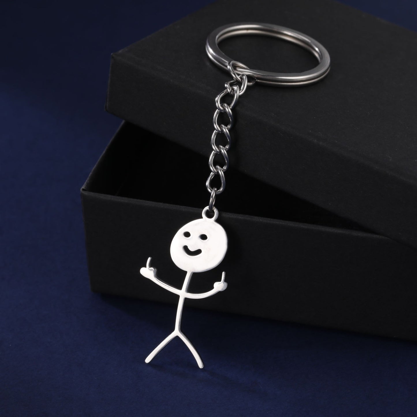 Skyrim Hip Hop Doodle Necklace for Men Women Stainless Steel Long Neck Chain Fashion Middle Finger Stickman Jewelry New