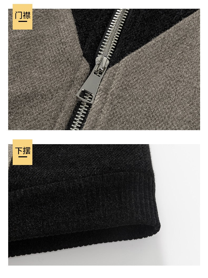 Winter Patchwork Woolen Jacket Men Hooded Short Trench Coat Thickened Warm Casual Business Social Overcoat