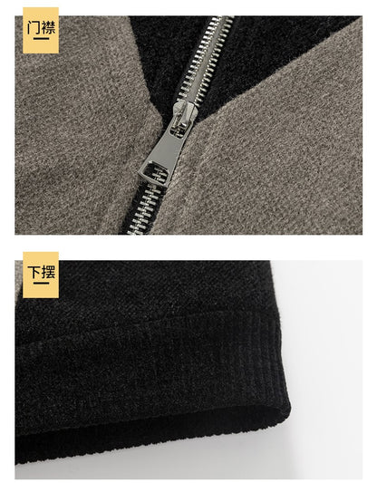 Winter Patchwork Woolen Jacket Men Hooded Short Trench Coat Thickened Warm Casual Business Social Overcoat