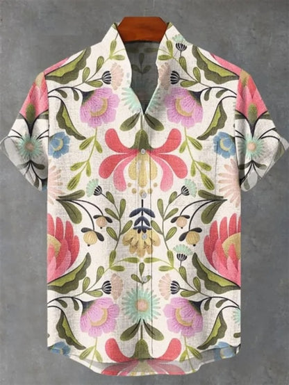 Men's Hawaiian shirt, men's 3D printed short sleeved shirt, beach vacation linen