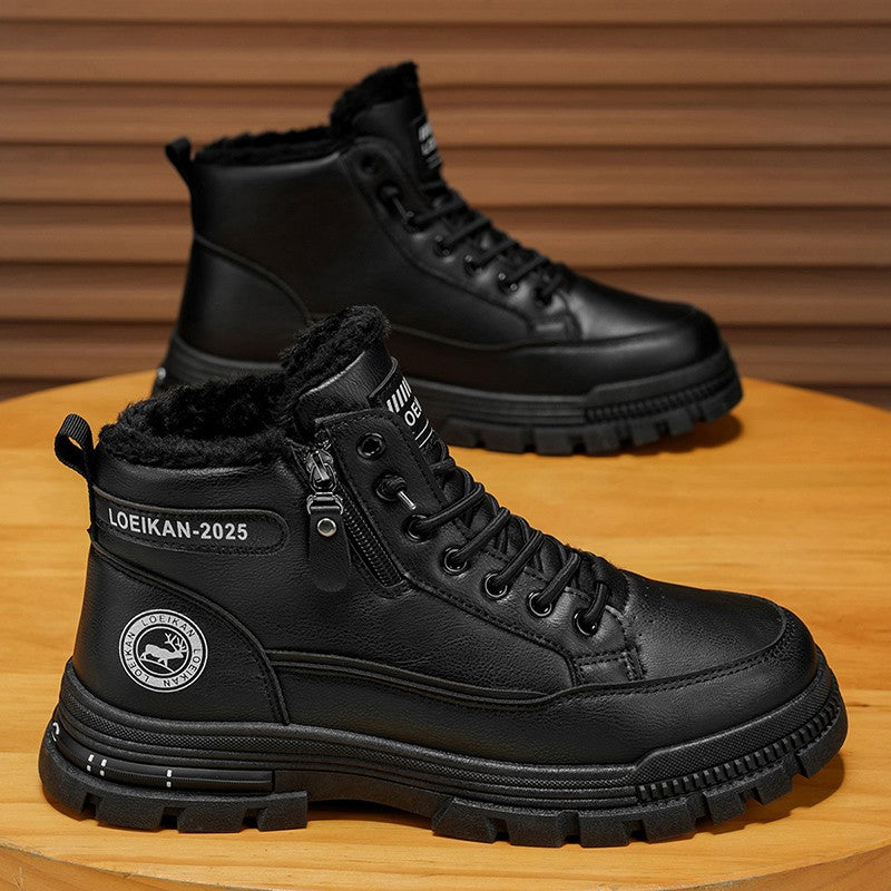 2025 men's new style snow boots, high-top leather boots, cold-resistant, popular in autumn and winter, outdoor wear-resistant, w