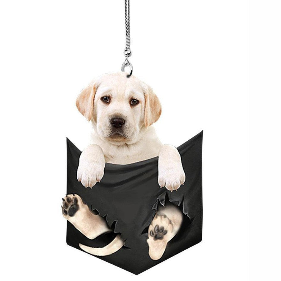 Plush Puppy Rearview Mirrors Pendant Car Hanging Ornaments Auto Interior Hanging Decoration for Car Funny Toy Gift for Men Women