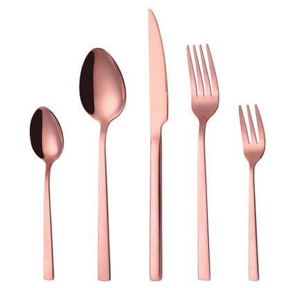 Black Cutlery Stainless Steel Western Tableware Mirror Knife Fork Spoon Dinnerware Kitchen Utensils 1/2/3/4/5 Set Flatware