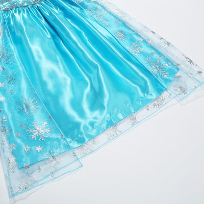 2026 Vestidos Snow Queen Princess Dress Girls Costume Halloween Kids Role-play Carnival Children Birthday Party Dress