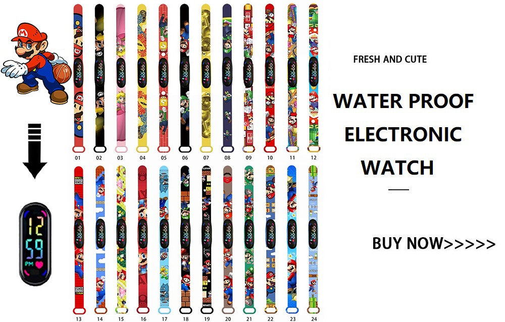 Disney Princess Kids Digital Watch Cartoon Action Figure Snow White LED Touch Waterproof Electronic Watch Toys for Children