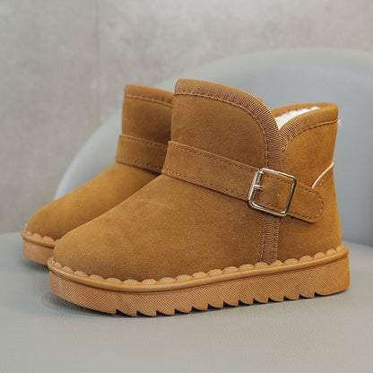 Boys Thermal Boots Kids Versatile Casual Buckle Non-slip Children Fashion Simple Non-slip Girls Snow Boots Cotton Winter Autumn