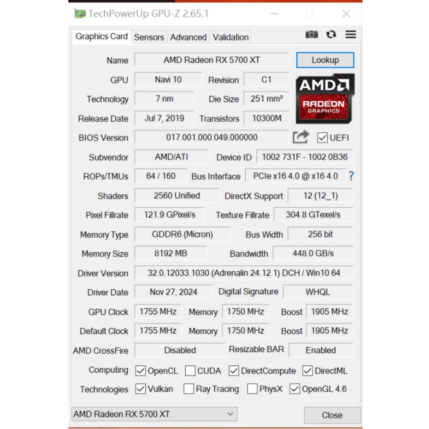 Placa de Vídeo AHQ RX5700 RX5700XT 8GB GDDR6 MiniG - - GPU com um Ventilador, Tamanho ITX, 100% Nova para PC Gamer SFF