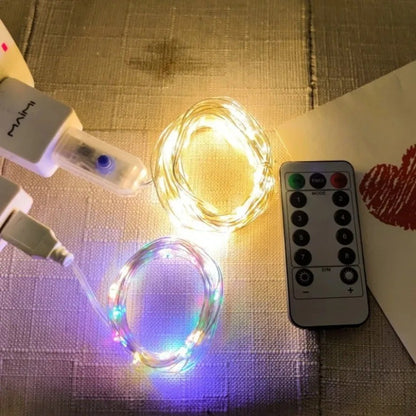 USB String Lights 8 Function Remote Control LED Fairy Lights Christmas Garland for New Year Wedding Party Tree Garden Decoration
