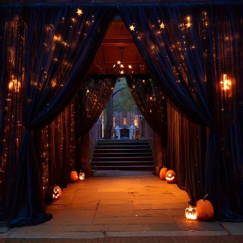 Large Black Sheer Tulle - Halloween Spooky Party Decor, Elegant Door Curtain, Wall & Table Decoration