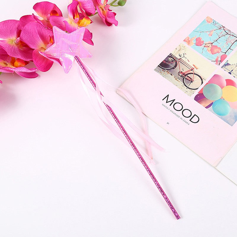 1Pc Fairy Wand Dreamlike Five Pointed Star Fairy Stick Plastic Princess Fairy Cane For Girls Angel Star Wand Halloween Roleplay