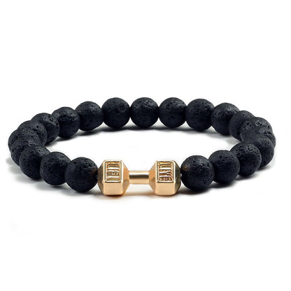 Pulseira Feminina/Masculina Ajustável Desgastada Preta, com Contas, Haltere, Joias de Yoga, Braceletes Originais