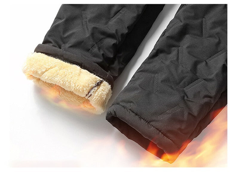 Calça Moletom Masculina Jogger Impermeável Forrada de Lã Grossa Calças de Treino Esportivas Quentes de Inverno com Zíper e Bolsos
