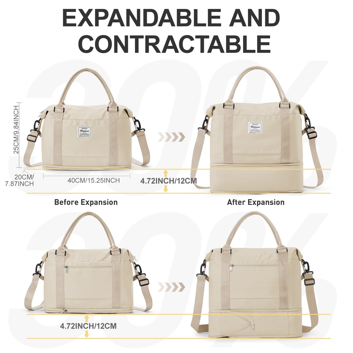 Travel Bags for Women Men, Expandable Handbag Travel Duffle Bag for Plane Ryanair 40x20x25 Cabin Weekend Bag Gym Bag Sports Bag