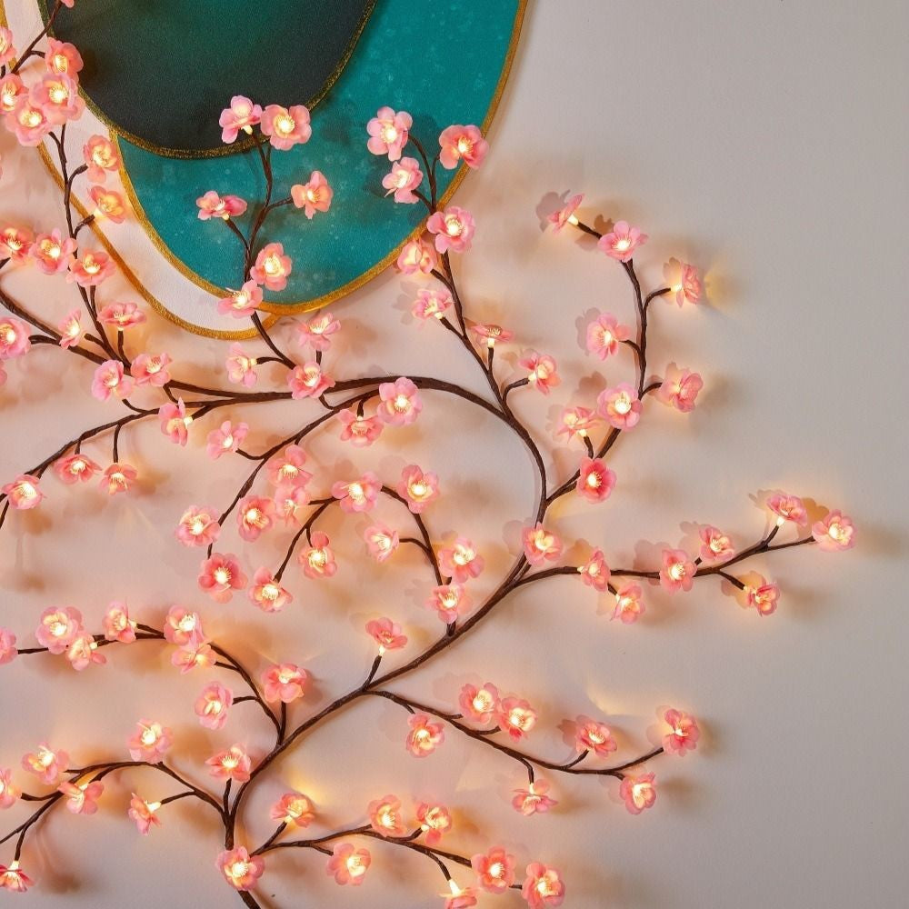 Cherry LED Tree Branch Lights for Wall Cherry Blossom Willow Vine Twig Decor Garland Christmas Decorations Indoor Home Wall Door