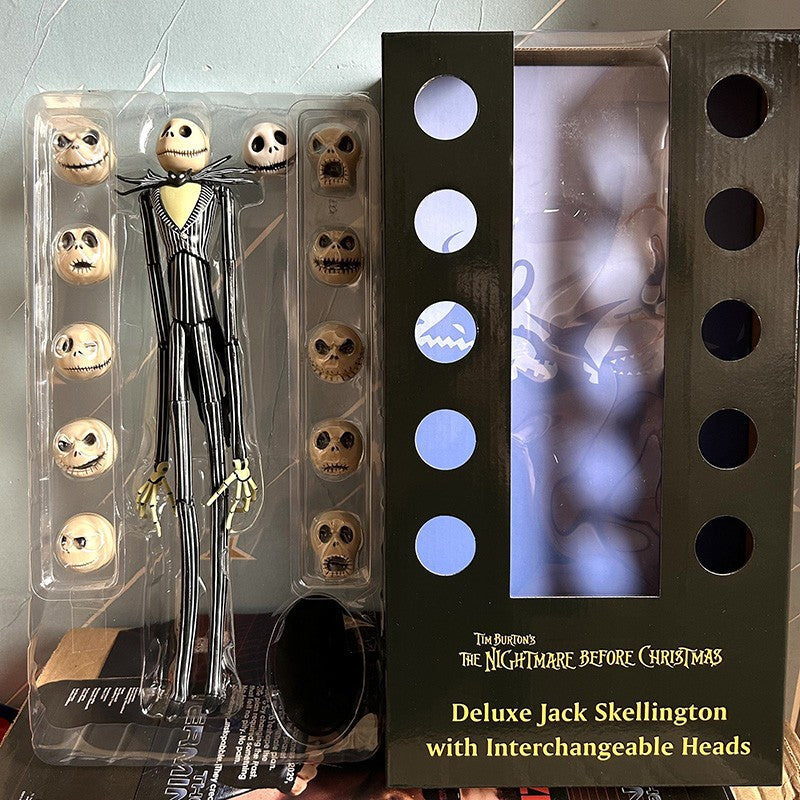 O Pesadelo Antes do Natal Boneco de Ação Deluxe Jack Skellington 12 Rostos Jack Jack Cadeira Versão Modelo Brinquedo Presente Decoração
