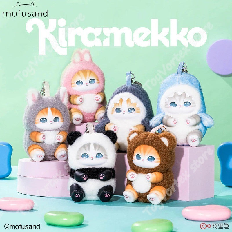 In Stock Genuine Mofusand Cat Series Vinyl Shark Cat Surprised Box Toy Ornaments Surprised Blind Box Bag Plush Keychain Doll