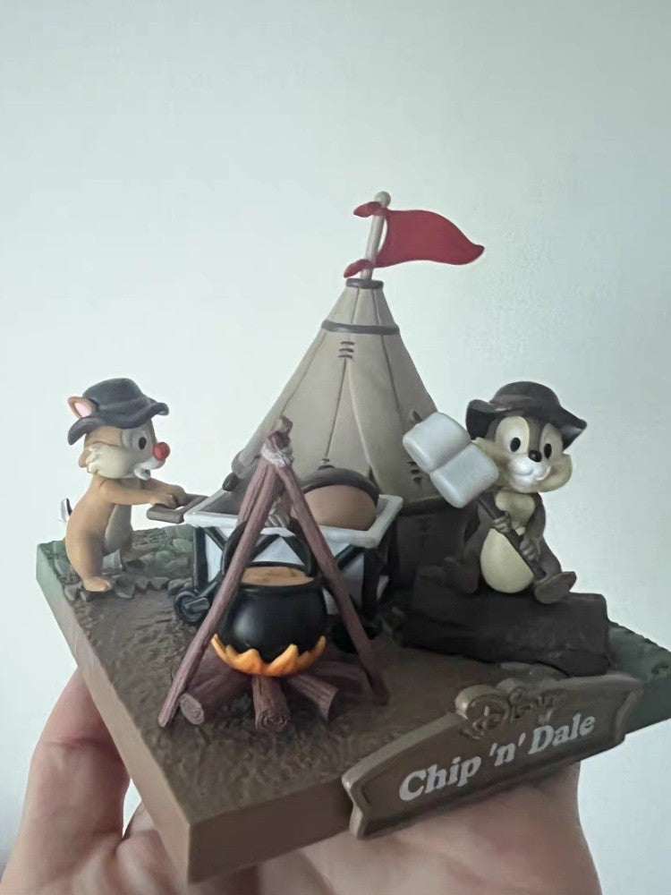 Disney Mickey Minnie Camping Series Figurine - Cartoon Mouse Donald Duck Goofy Chip 'n' Dale Pluto Toy Model for Collectors