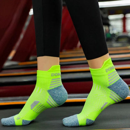 3 Pares Meias de Corrida de Maratona Masculinas Femininas Profissionais Esportivas Tornozelo Fitness Tubo Acolchoado Engrossado Baixo Cano Curto Barco Meias