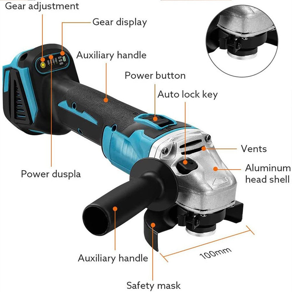 Conjunto combinado de esmerilhadeira angular elétrica sem escova de 125mm de 18V para parafusadeira de impacto e ferramenta elétrica Makita
