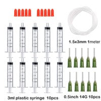 Seringa Luer de 1/3/5/10ML com Agulha de Ponta Romba de 14-25Ga 1,5" e Conjunto de Tampa de Agulhas de Distribuição de Aço Inoxidável para Mistura de Líquidos