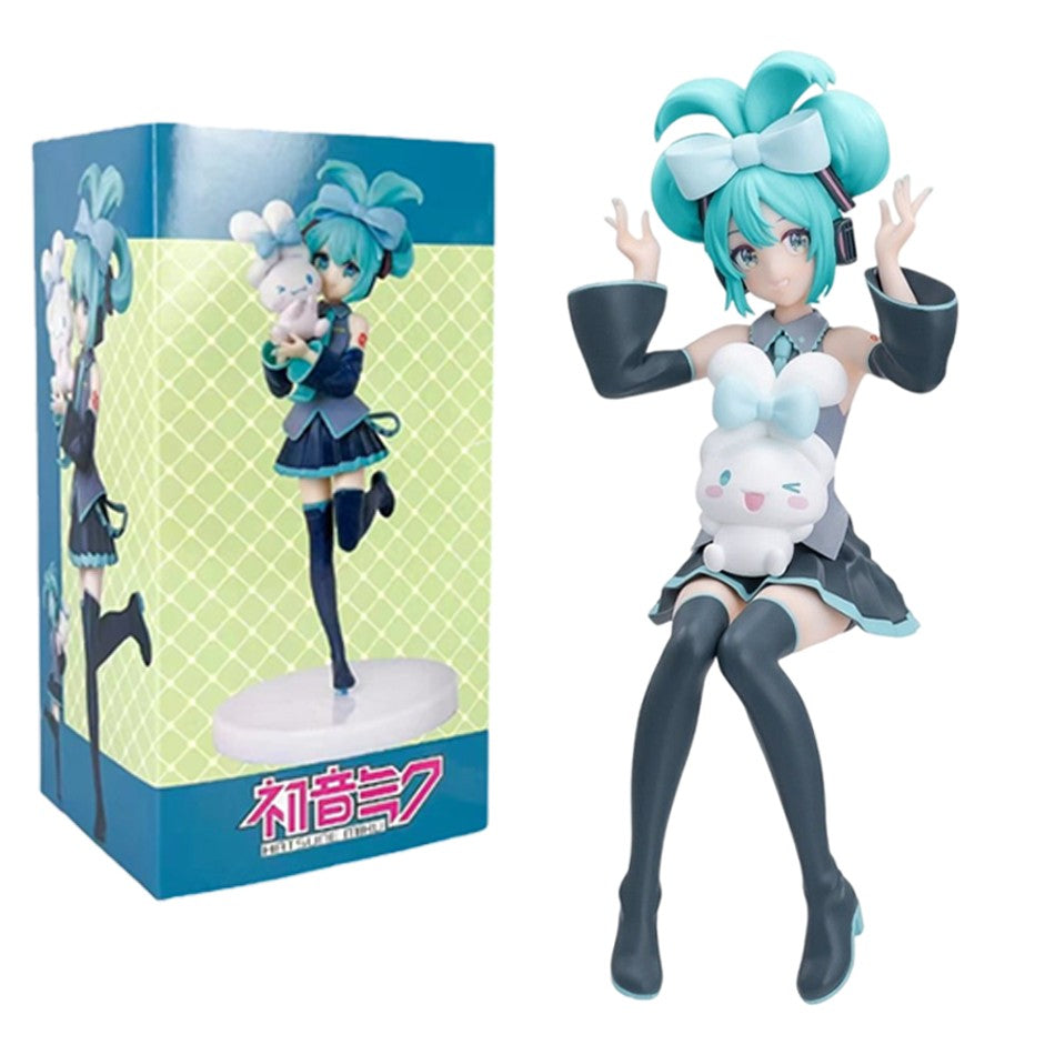 Anim Hatsune Miku Sitting Posture Figure Cat Ear Hatsune Model Desktop Decor Collectible Toy Gift for Fans Japanese Kawaii Otaku