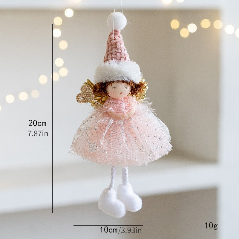 Christmas mesh skirt antlers angel girl doll pendant Christmas tree decoration small pendant children New Year gift