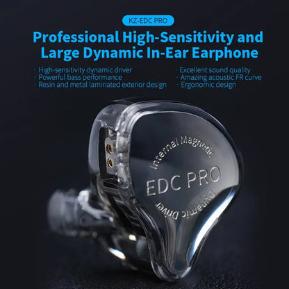 KZ EDC PRO IEM Earphones HIFI Bass In-ear Wired Headphones Dynamic Driver Monitor Earbuds with Detachable Audio Cable KZ EDX PRO