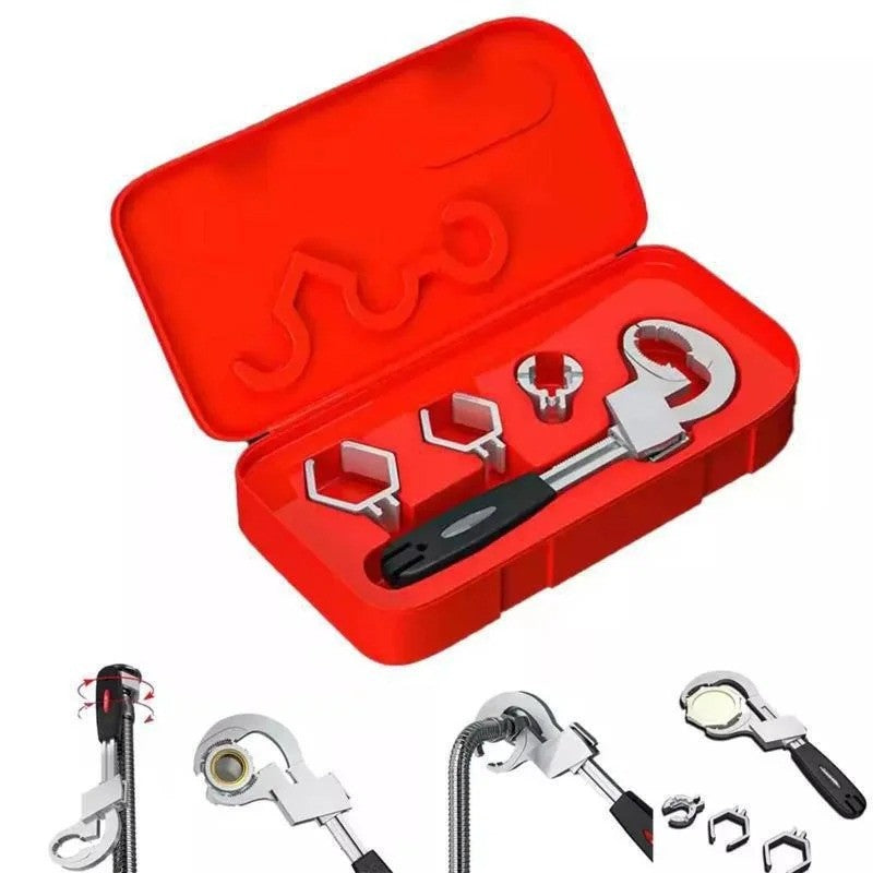 Chave de Tubo de Água Ajustável Multifuncional Chave Dentada em Arco Circular para Torneira de Banheiro Kit de Manutenção Manual