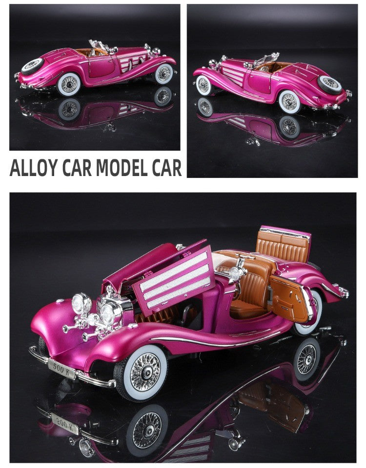 Simulação 1/24 Escala Benz 500K 1936 Clássico Modelo Carro Vintage Com Caixa de Exibição Presente de Aniversário Menino Coleção Miniatura Carro
