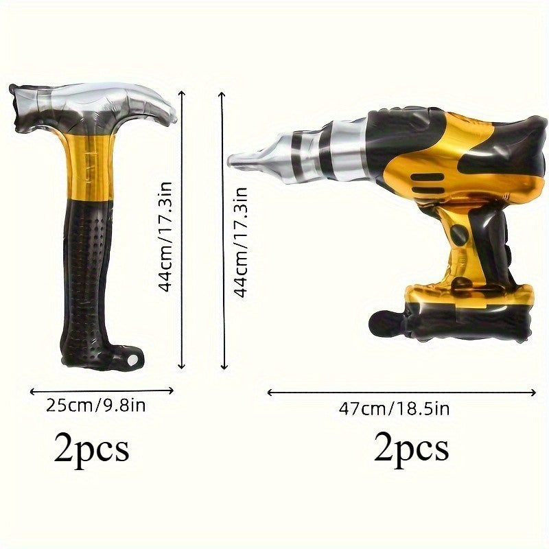 4/8Pcs Hammer Foil Balloons Inflatable Tools Father's Day Party for Dad Husband and Boy Friend Birthday Party Decorations