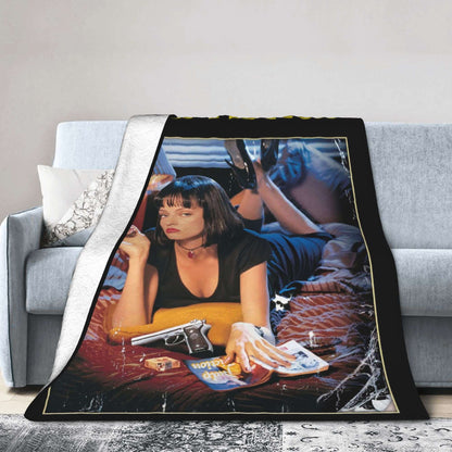 Pulp Fiction Filme Clássico Manta de Flanela Inverno Quente Macia para Estudantes Quarto Aconchegante Colcha de Sofá-Cama