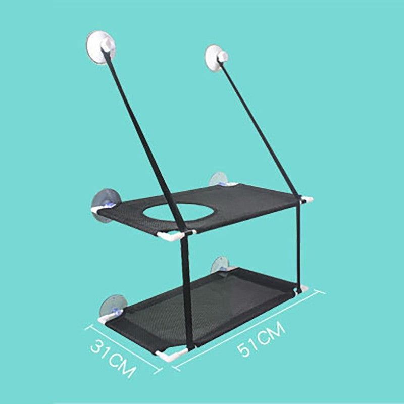 Rede de Gato para Janela Cama para Gatinho Cadeira de Sol Nicho Suspenso Sofá de Gato Túneis de Dois Andares Ventosa para Parede Cama Suspensa para Animais de Estimação de Inverno
