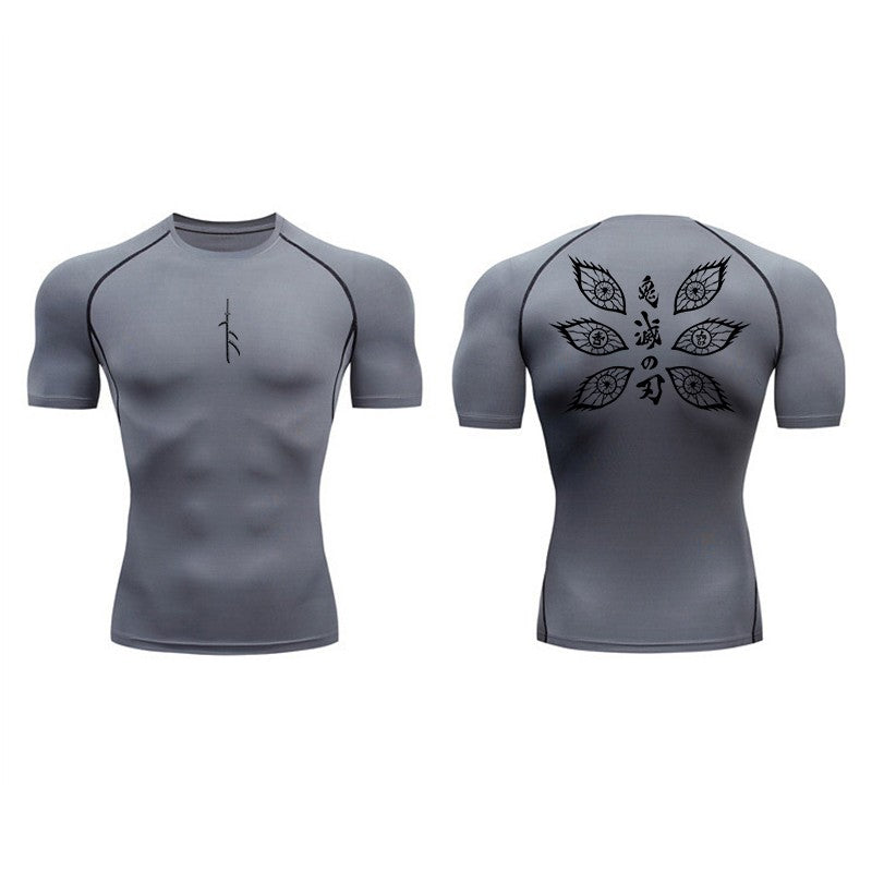 Graphic Print Compression Shirt for Men Gym Workout Running T-Shirt Tees Tops Athletic Quick Dry Undershirt Baselayer Activewear