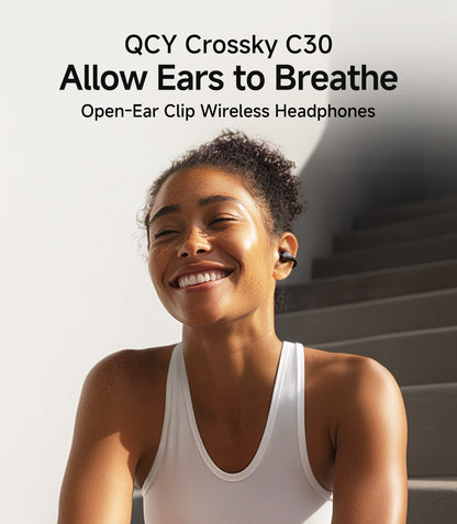 QCY Crossky C30 Ear Clip Earphones Bluetooth 5.4 Wireless Open Ear Sports TWS Earbuds Dual-Connection Headphones